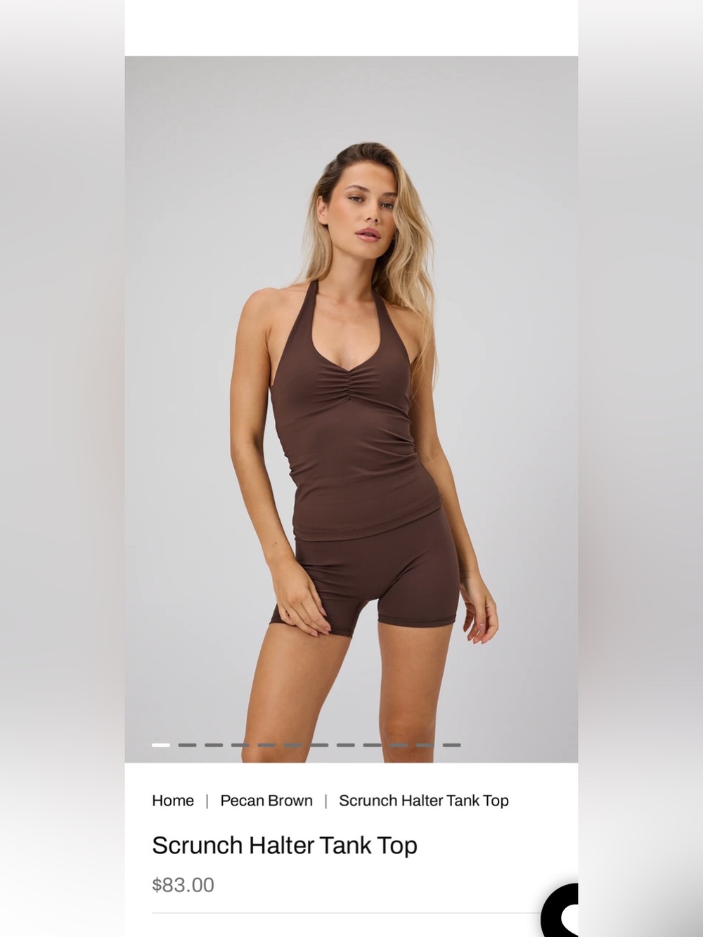 Exercere Pecan Brown Scrunch Halter Tank Top